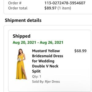 Long length yellow dress, Size 6.